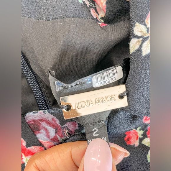 Alexia Admor Emery Navy Blue Floral Short Sleeve Shirt Dress - Picture 8 of 16